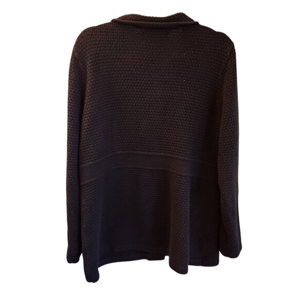 LL Bean Sweater Black XL Chunky Cardigan Womens Angora Cotton Blend Buttons - Picture 7 of 9